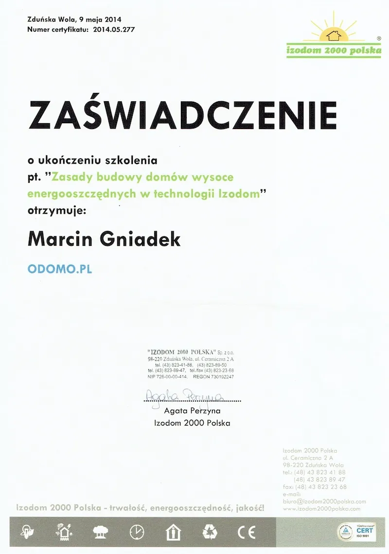 Szkolenie budowa domow energo oszczędnych Izodom Gniadek