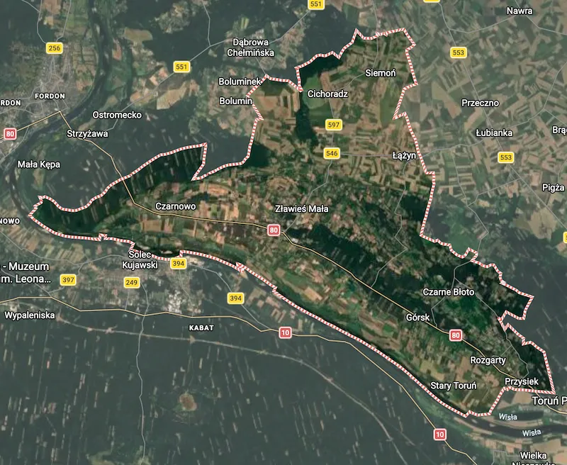Mapa gminy Zławies Wielka