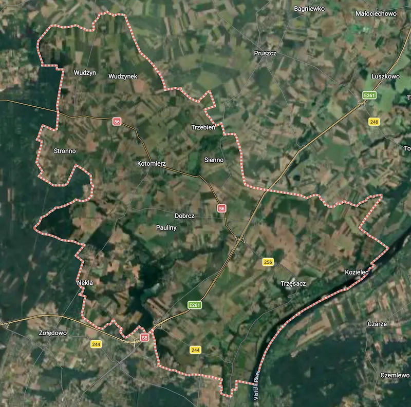 mapa gminy dobrcz
