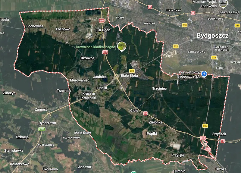 mapa gminy białe błota