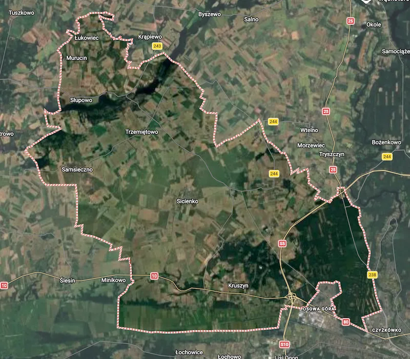 mapa gminy sicienko